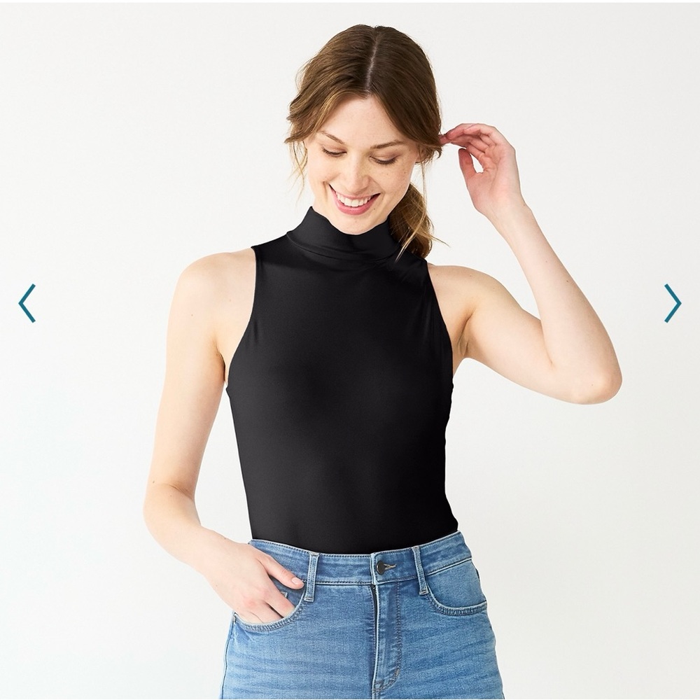 🖤Women’s Nine West Sculpt Mockneck Bodysuit-Mineral Black-XL-NWT